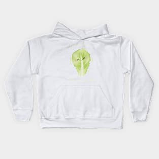 Lettuce Have A Salad-Tastic Day Cute Watercolor Lettuce Leaf Kids Hoodie